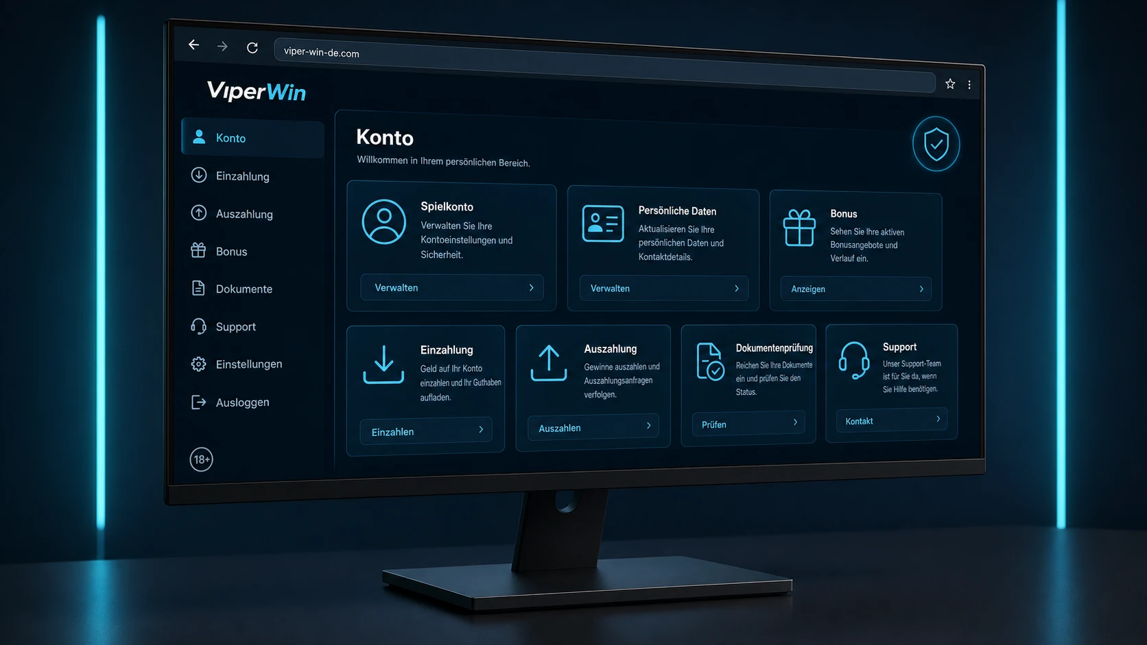 Konto verwalten nach dem Login
